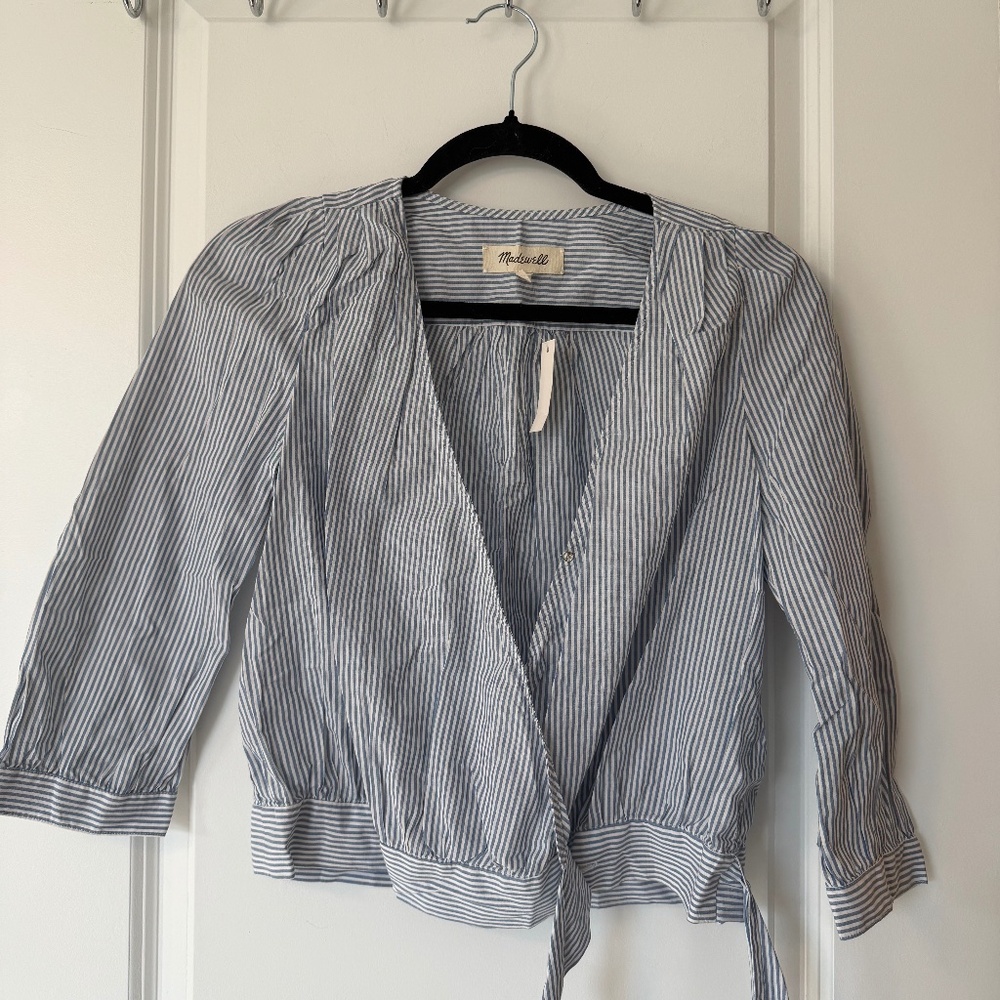 NWT madewell cotton striped cropped shirt
